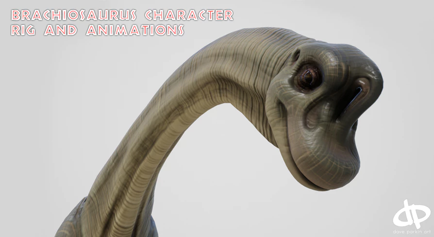 Brachiosaurus Dinosaur Character Rig and Animations Free Download