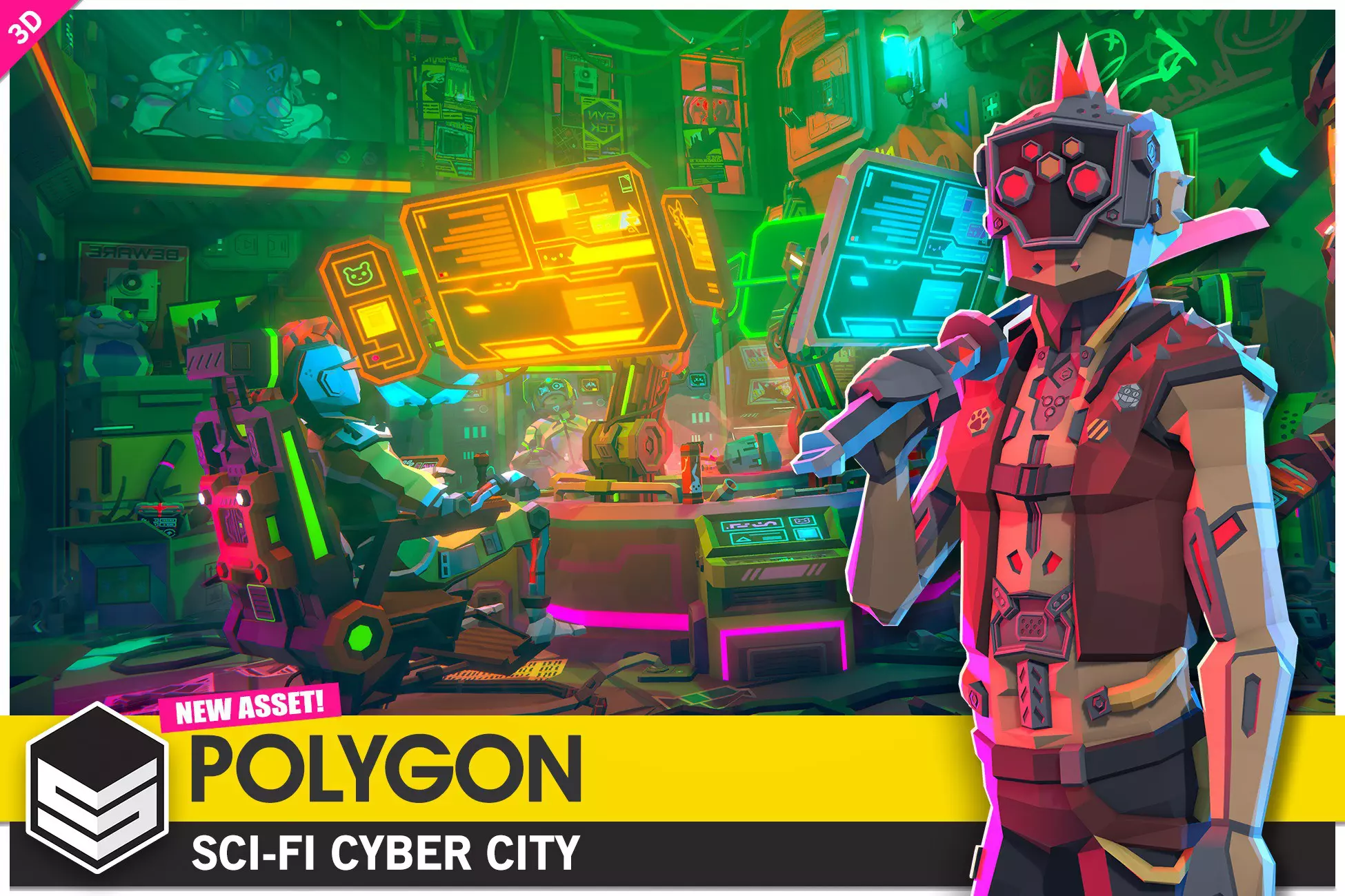 POLYGON Sci-Fi Cyber City - Low Poly 3D Art - Free Unity Assets