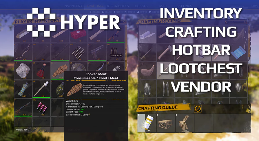 Hyper Inventory, Crafting, Hotbar, Lootchest & Vendor System V2 Free
