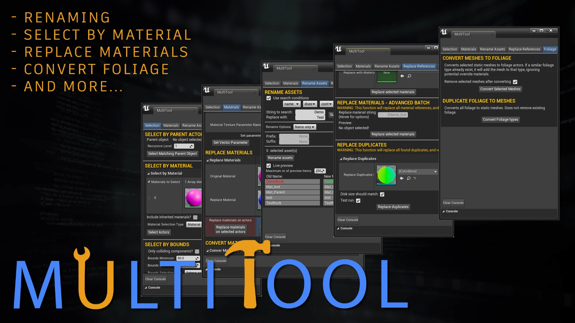 MultiTool - Quick batch operations on assets - Free Unreal Engine