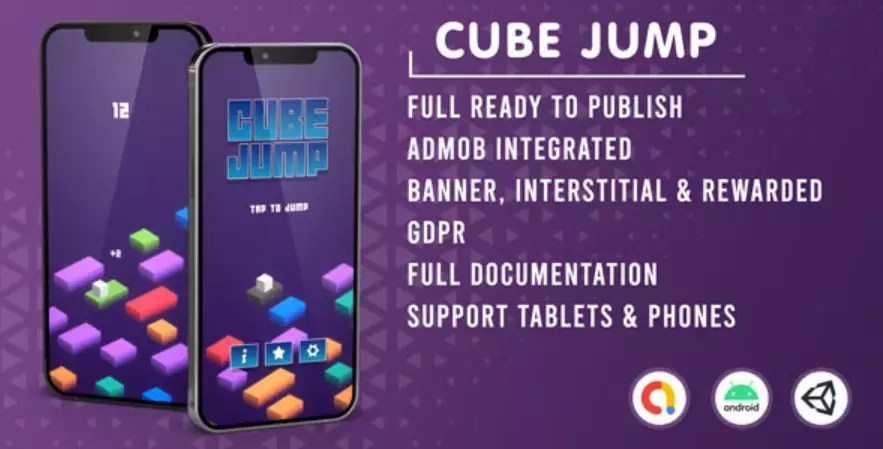 Cube Jump (Admob + GDPR + Unity Engine) Free Download