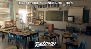 High school Science Lab Classroom – 90’s themed (Day/Night Lighting) UE 4.27+