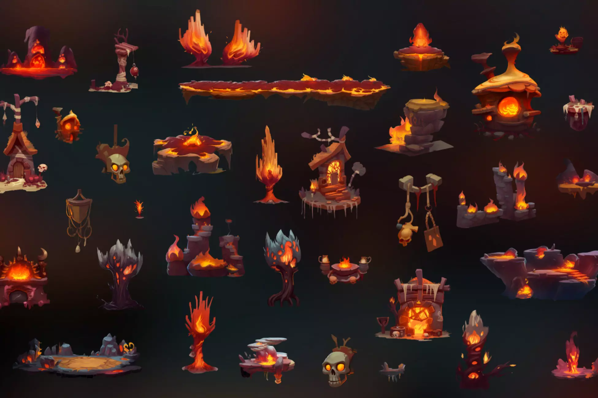 Animated 2d Hell Platformer Game Ready Environments Asset - Free