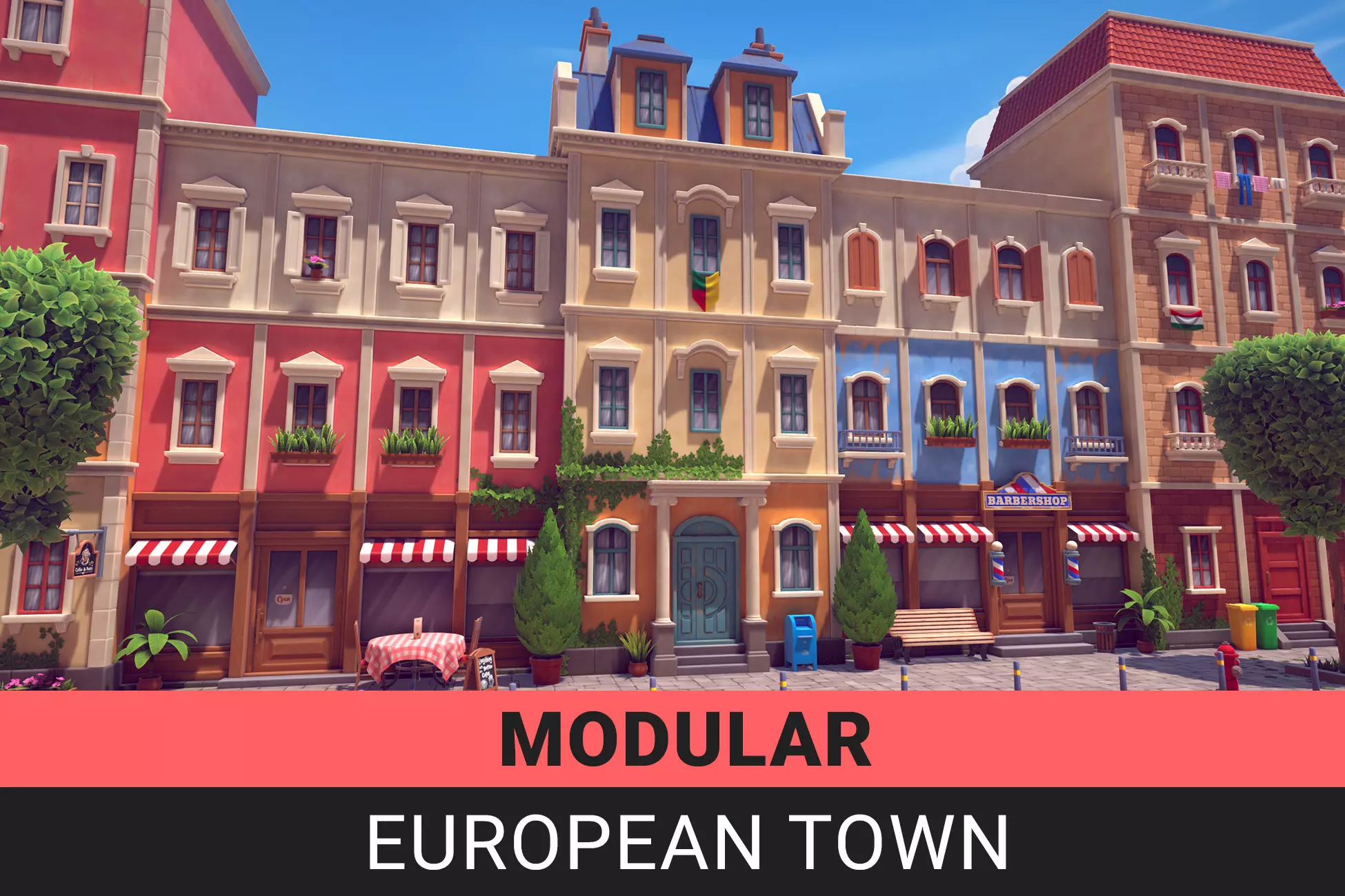 Modular European Town - Unity Assets Free Download
